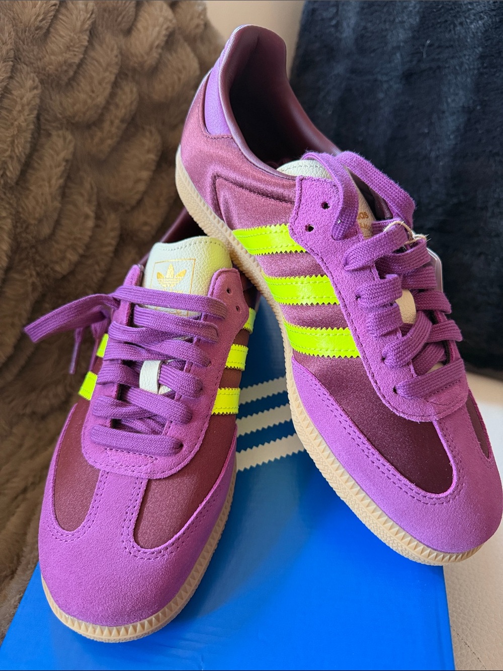 Adidas Samba OG W | Purple Suede | Yellow Stripes | Size 7.5 | NWT